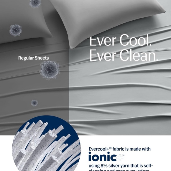 REST® Evercool®+ Flat Sheet Cali King/King Size, Breathable Luxury Bedding Gray - Picture 5 of 7